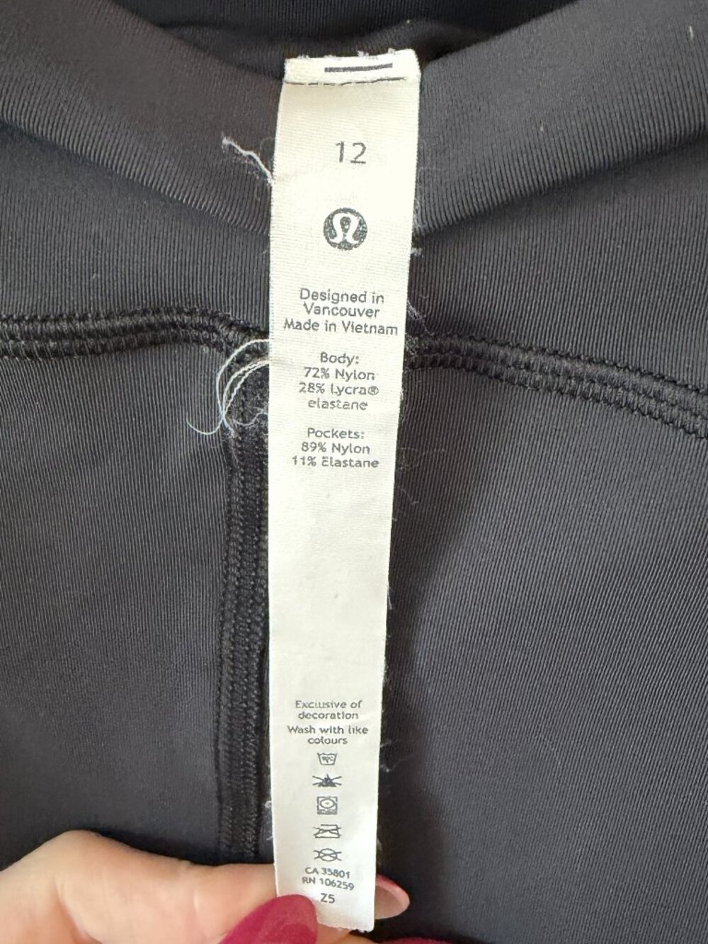 Lululemon Power Thru Ultra High Rise Tight Leggings Black Pockets (Size 12) - Picture 5 of 5
